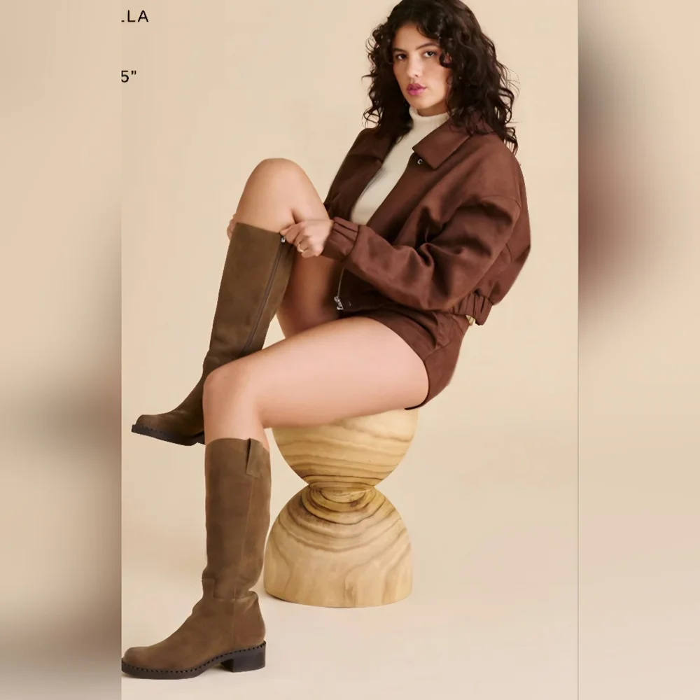 Dolce Vita Olive Suede Tall Pull-On Riding Boots